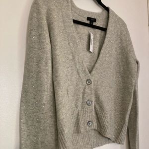 J.Crew sparkle v-neck gray cardigan